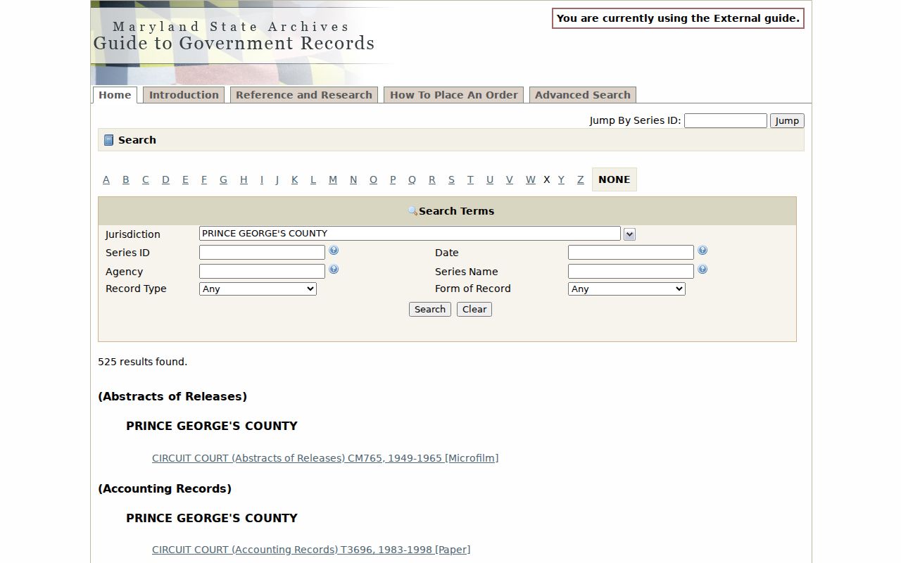College Park public records in the Maryland State Archives county series catalog