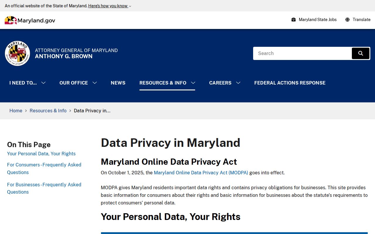 College Park public records and Maryland online privacy rights explanation